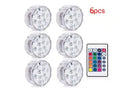 Round white battery-operated LED candle lamp suitable for submersible decoration.