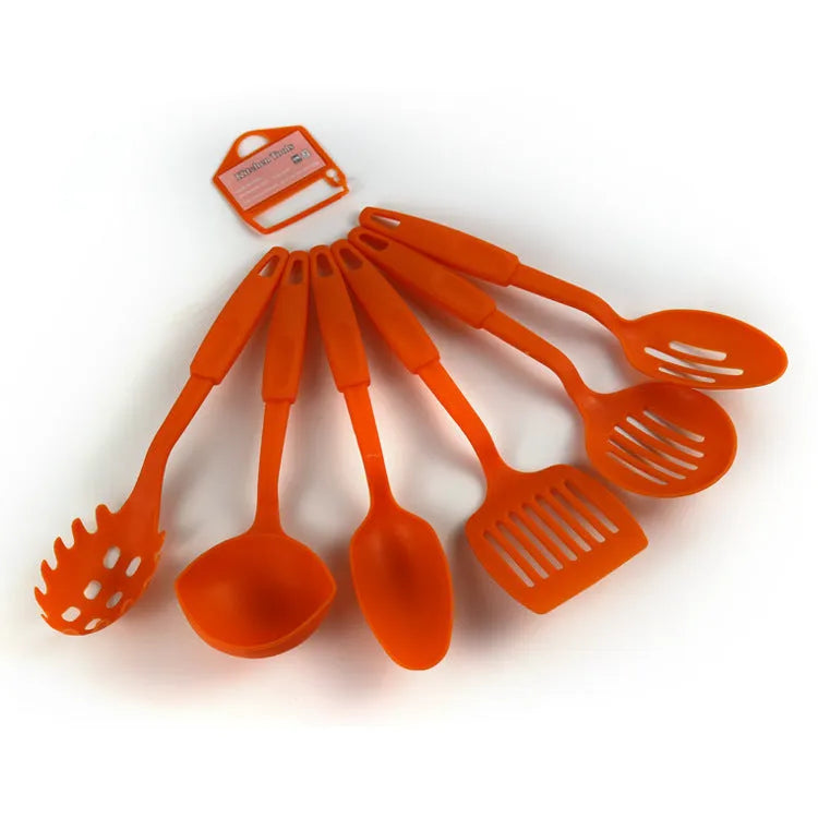 Black rubber kitchen utensil set showing a solid spoon and a slotted spoon for non-stick pans.