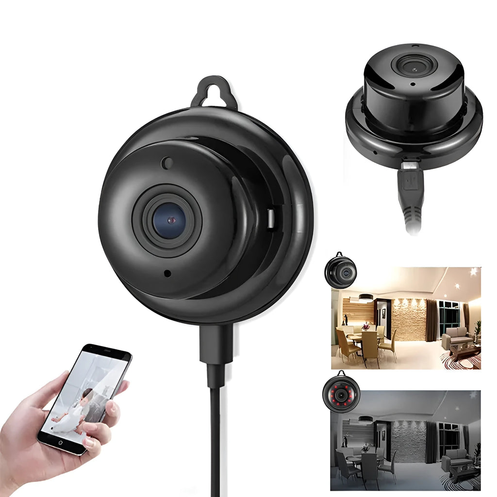 Black home wifi camera HD 1080p non-light night vision USB powered 90x60x60mm