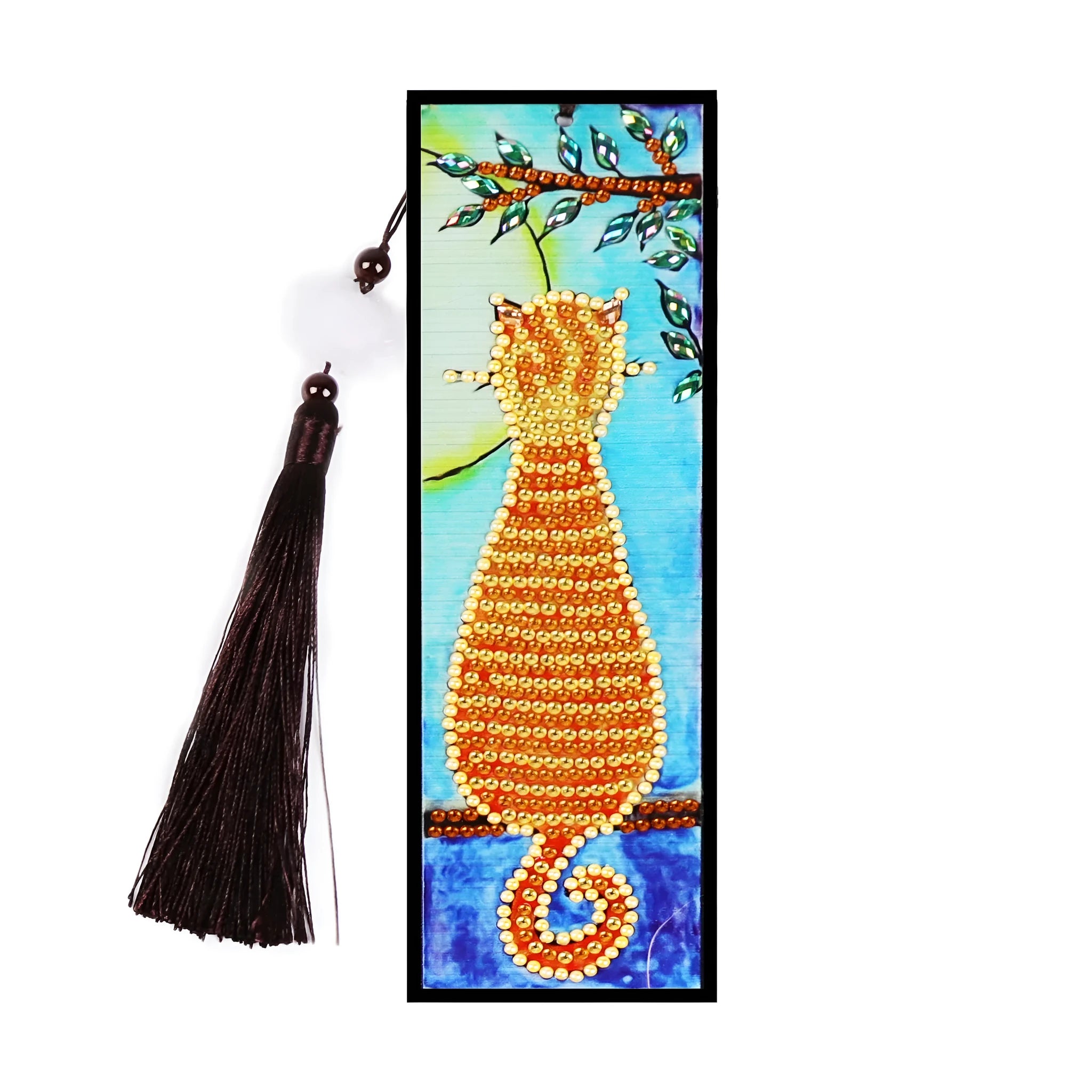 Diamond painting bookmark DIY kit with 5D crystal diamonds on PVC base showing mandala pattern