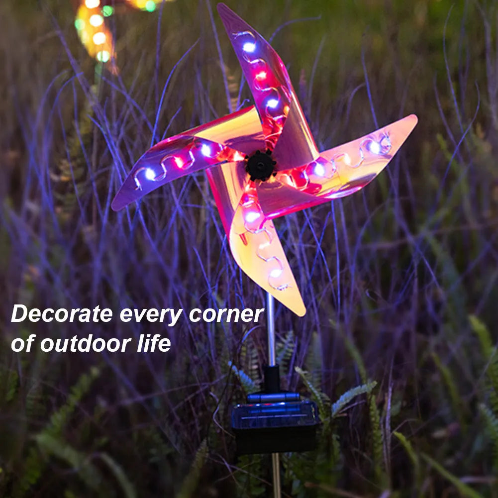 Solar windmill garden light with 32 LEDs, rotating windmill design and built-in solar panel for outdoor decoration
