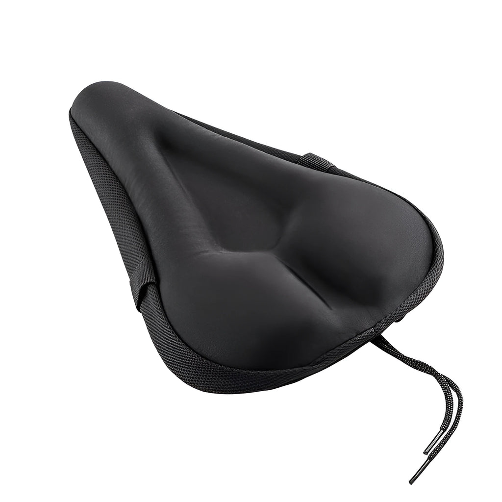 Black gel bicycle seat cushion cover with straps and rain cover for mountain bike