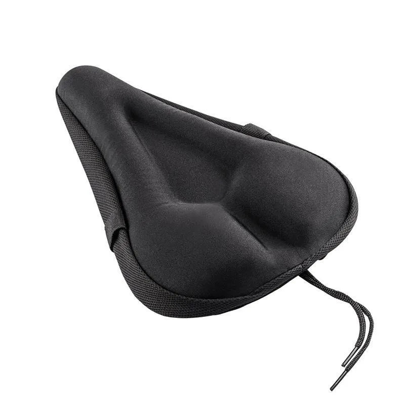 Black gel bicycle seat cushion cover with straps and rain cover for mountain bike