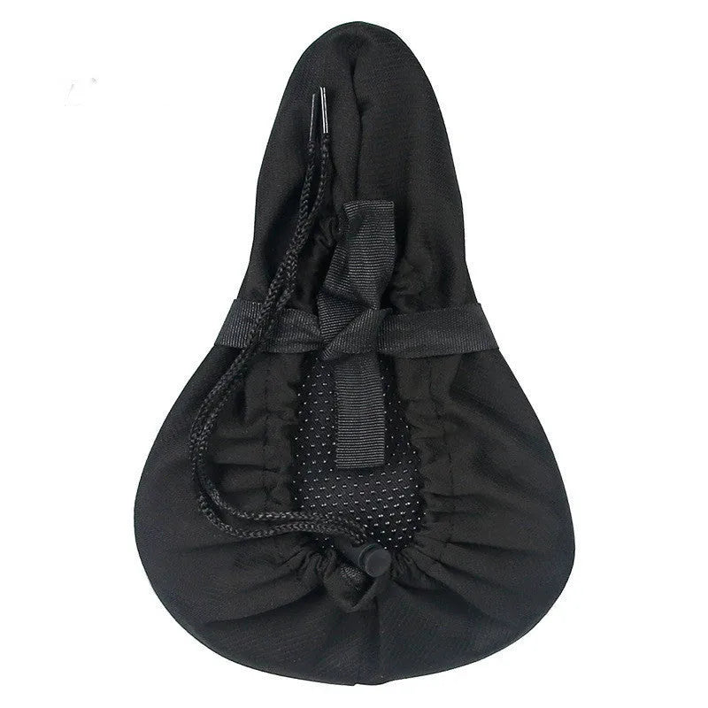 Black gel bicycle seat cushion cover with straps and rain cover for mountain bike