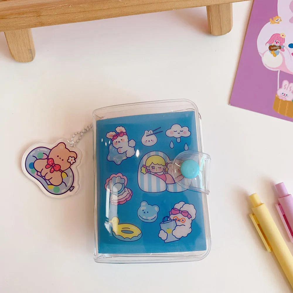 Four colourful loose leaf refill pages showing cute Japanese bear, bunny, and castle designs for notebooks.