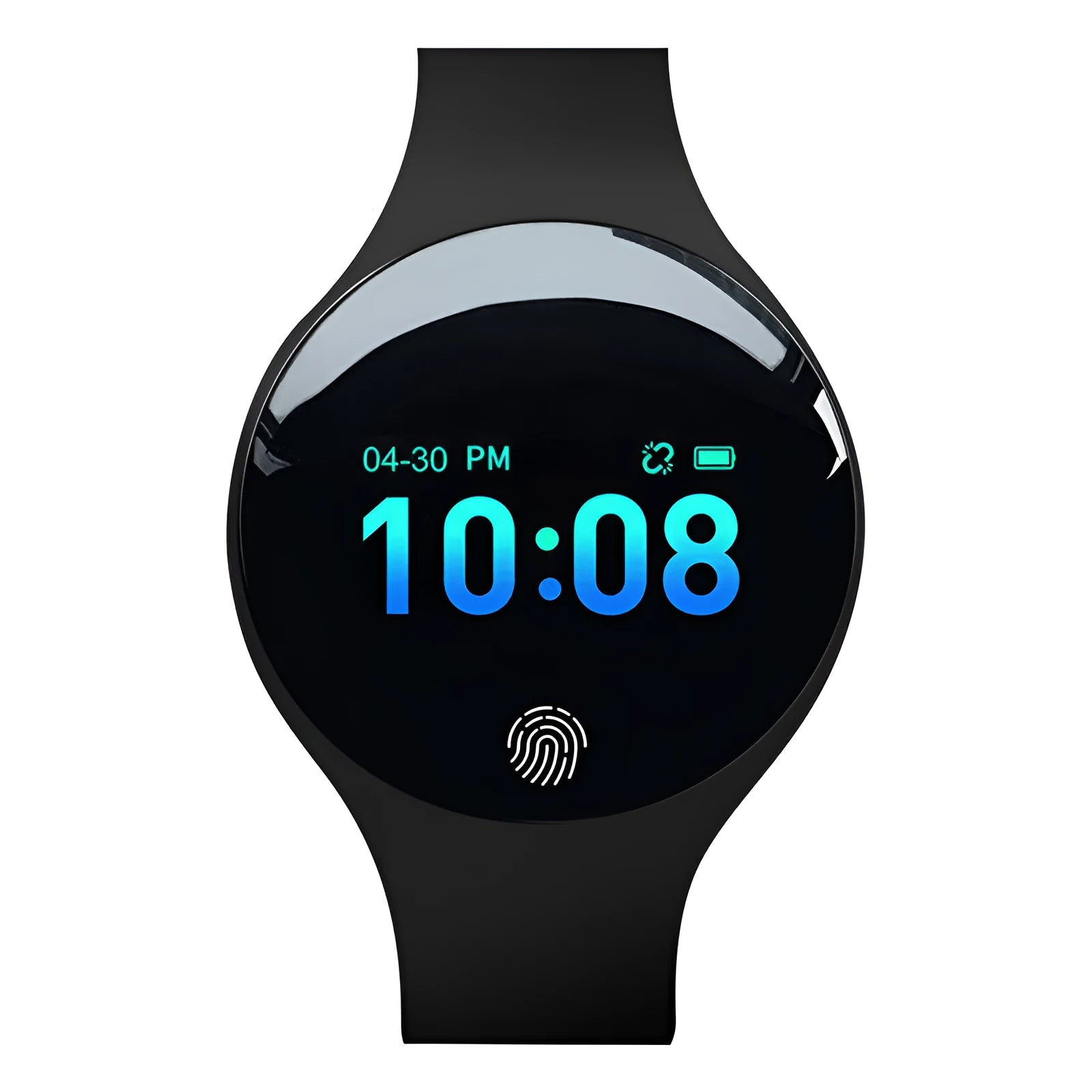 Bluetooth smart watch with vibrating alarm and pedometer on wrist showing 0.66-inch screen