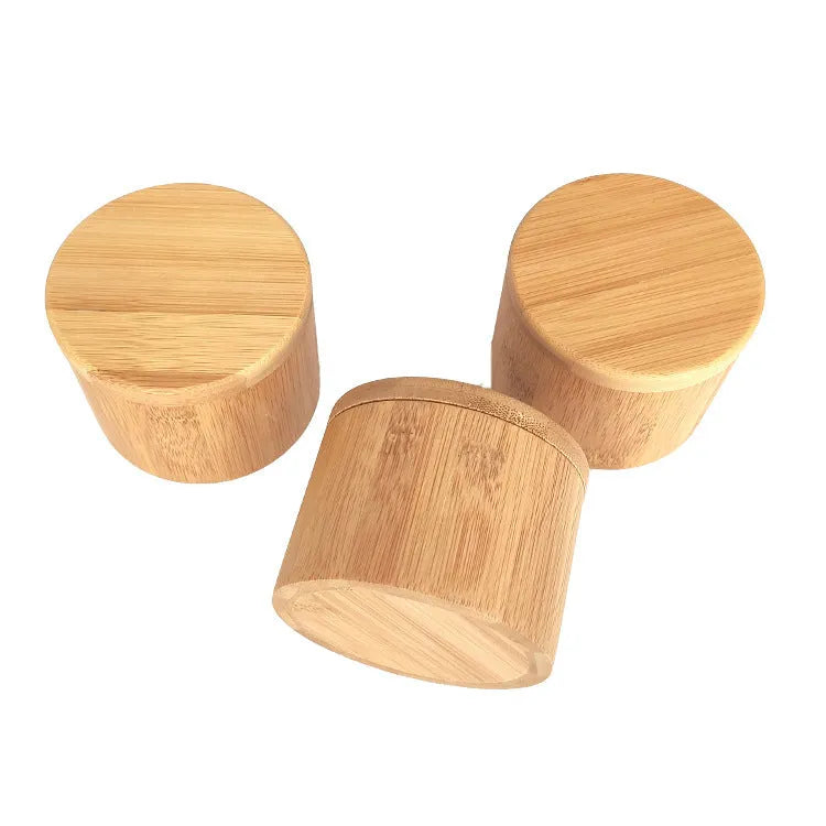 Bamboo seasoning box with 7.5cm spoon in single, double round, or pear-shaped compartment styles