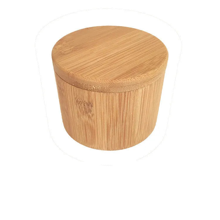 Bamboo seasoning box with 7.5cm spoon in single, double round, or pear-shaped compartment styles