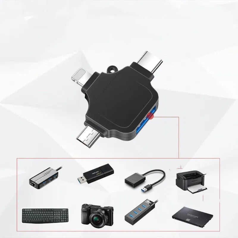 OTG adapter Type-C three-in-one converter metal and plastic shell options with lanyard and box packaging