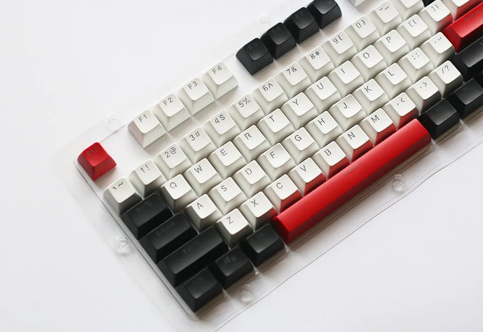 104-key SA height ABS mechanical keyboard keycap set in white and red colour scheme