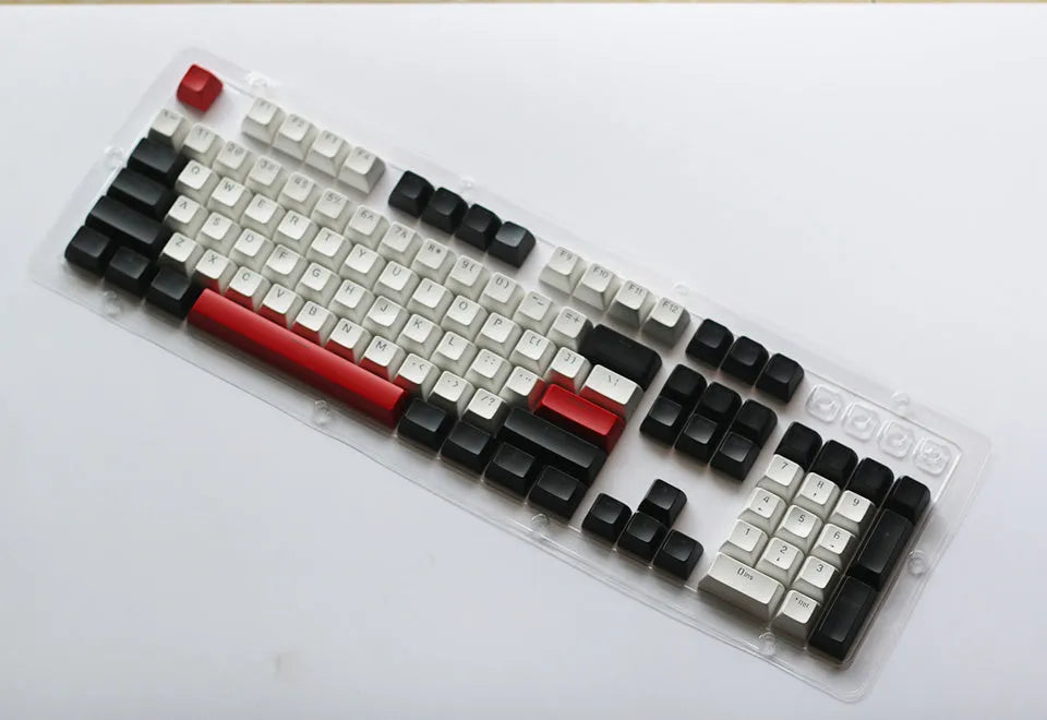 104-key SA height ABS mechanical keyboard keycap set in white and red colour scheme
