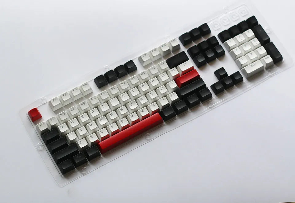 104-key SA height ABS mechanical keyboard keycap set in white and red colour scheme