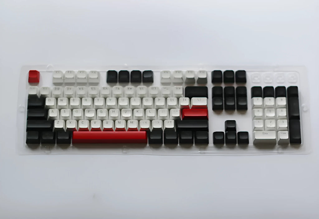 104-key SA height ABS mechanical keyboard keycap set in white and red colour scheme