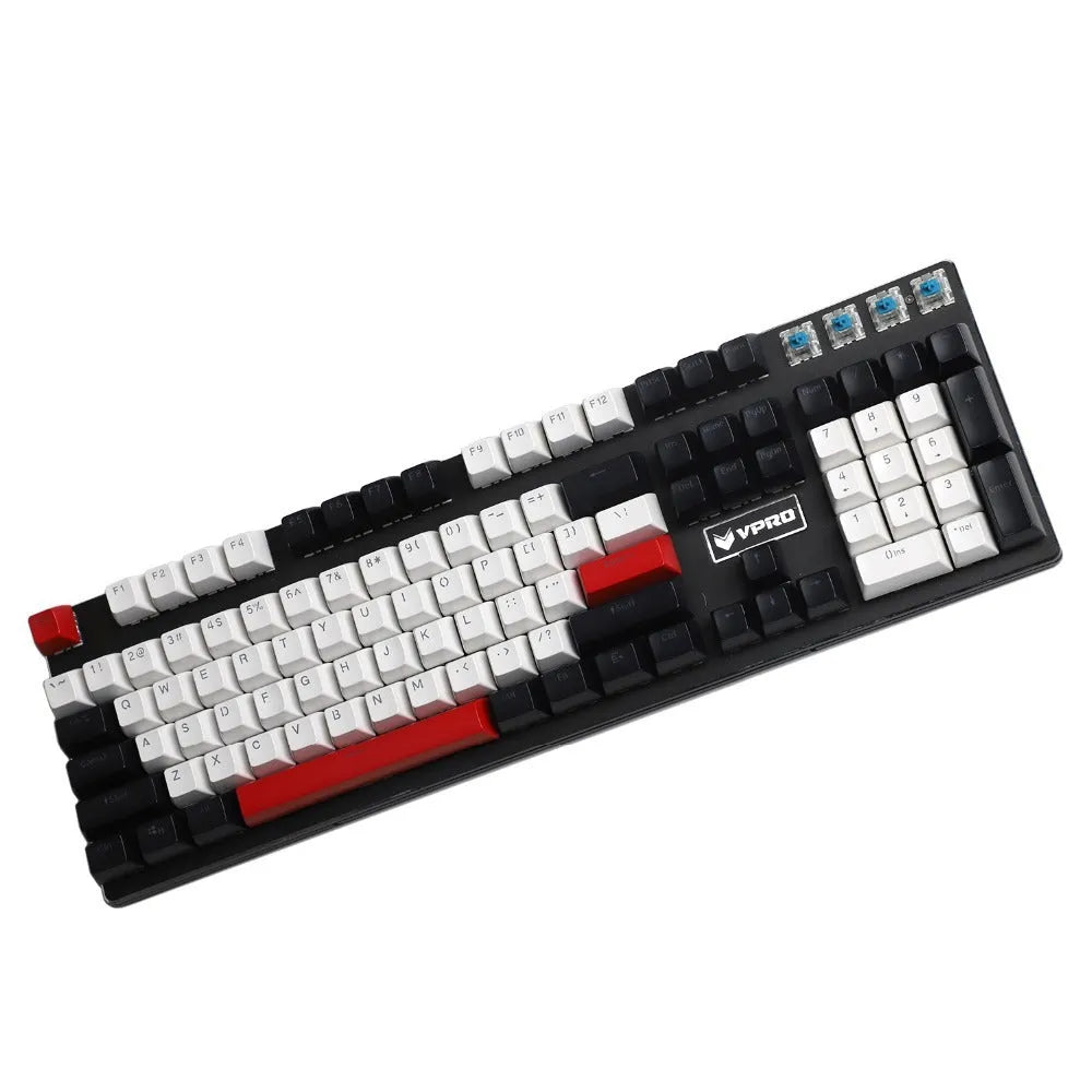 104-key SA height ABS mechanical keyboard keycap set in white and red colour scheme