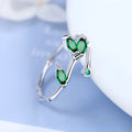 925 sterling silver adjustable open ring for women with platinum-plated copper white finish