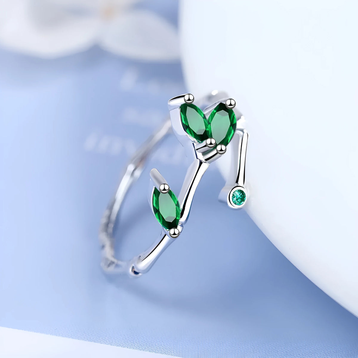 925 sterling silver adjustable open ring for women with platinum-plated copper white finish