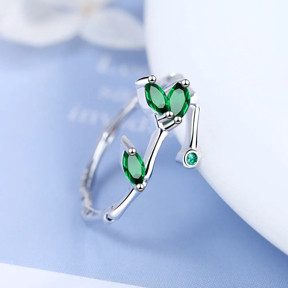 925 sterling silver adjustable open ring for women with platinum-plated copper white finish