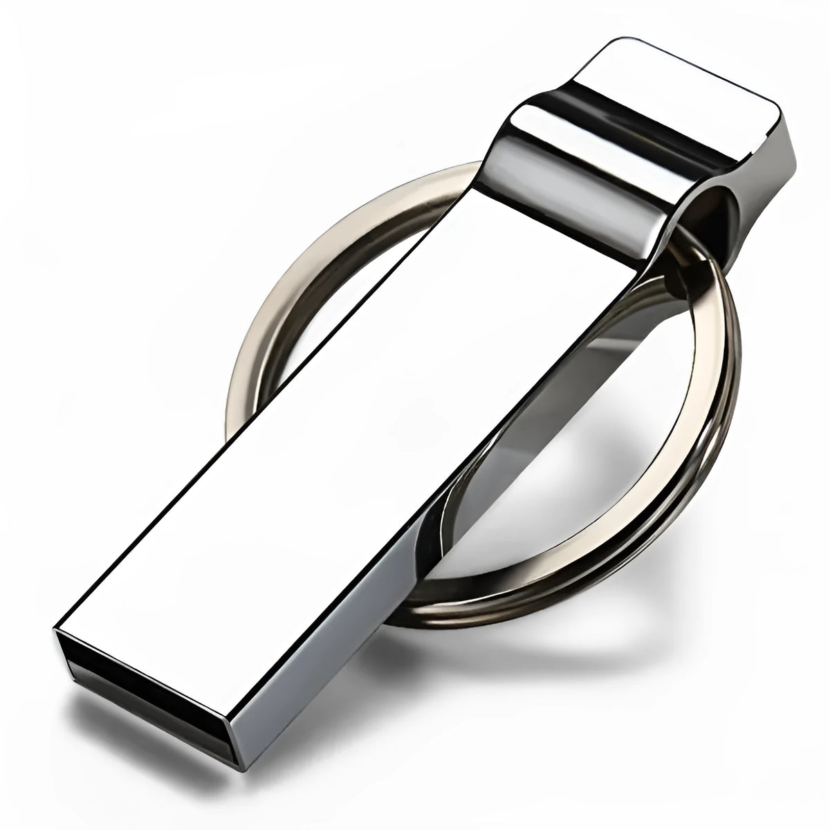 Silver metal USB 2.0 flash drive 32GB with necklace loop and write protection switch