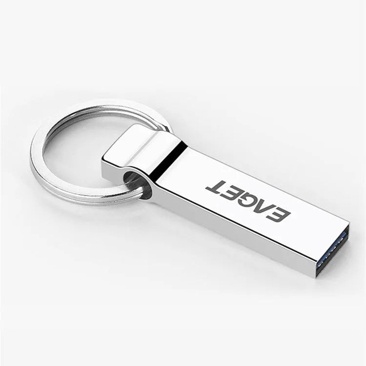 Silver metal USB 2.0 flash drive 32GB with necklace loop and write protection switch