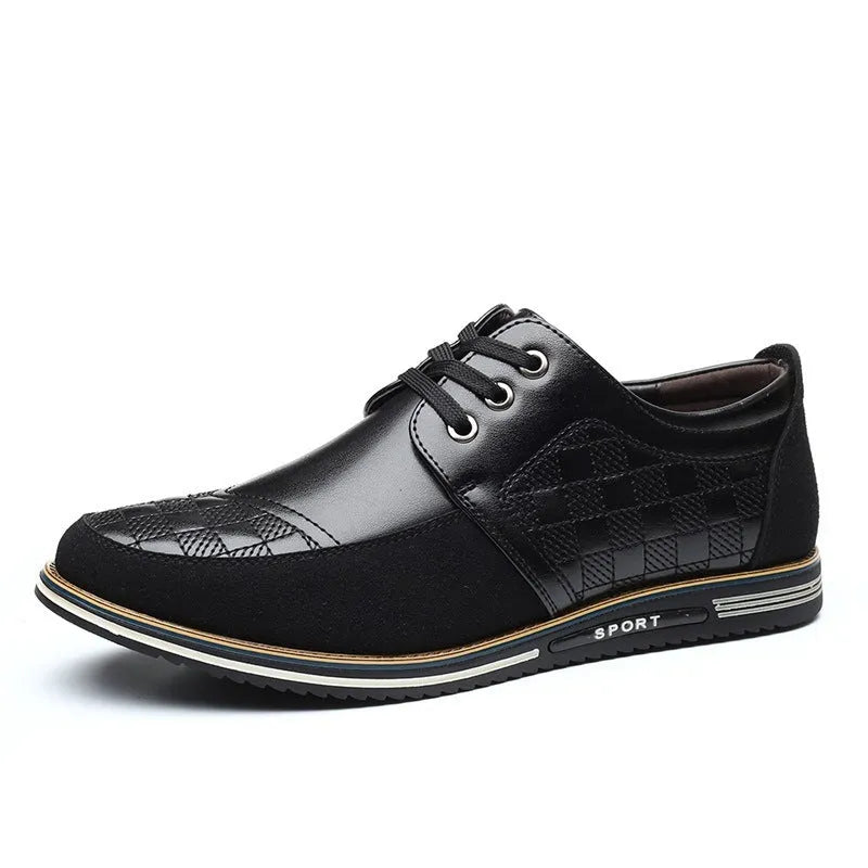 Autumn men's casual lace-up driving shoes in cowhide leather, size 46, brown colour