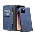 Leather wallet card holder flip cover phone case for iPhone in solid colour clamshell style.