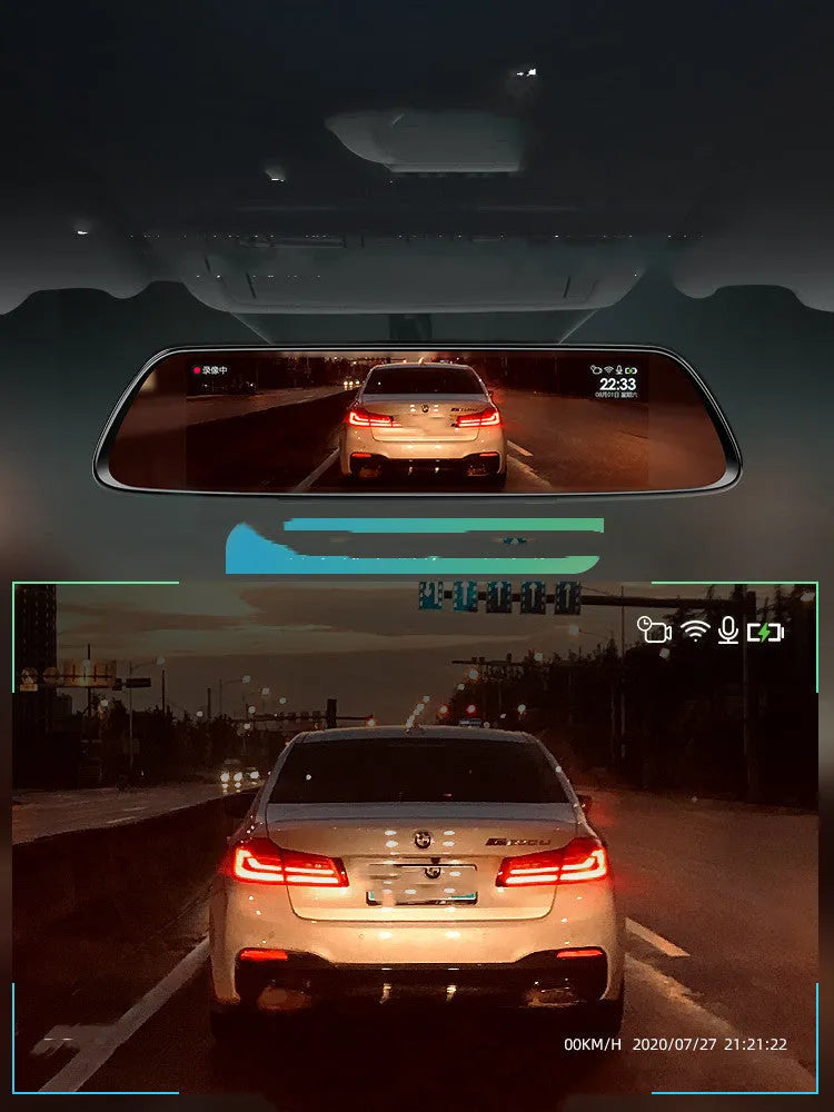 Black plastic 360 driving recorder for car dashboard with wireless installation.