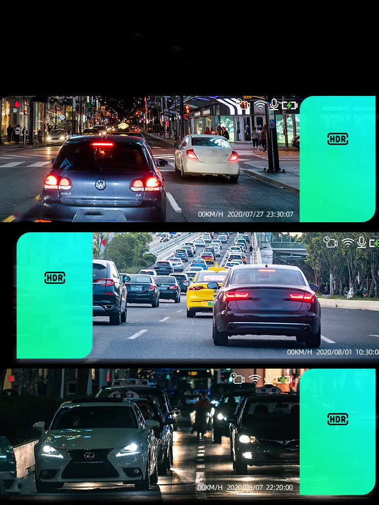Black plastic 360 driving recorder for car dashboard with wireless installation.