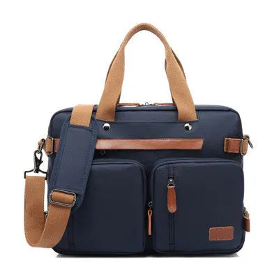 Convertible tote backpack for 15.6 and 17.3 inch laptops in black, made from waterproof nylon
