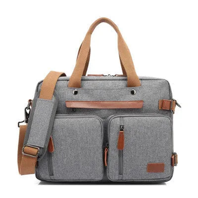 Convertible tote backpack for 15.6 and 17.3 inch laptops in black, made from waterproof nylon
