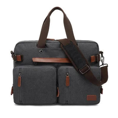 Convertible tote backpack for 15.6 and 17.3 inch laptops in black, made from waterproof nylon
