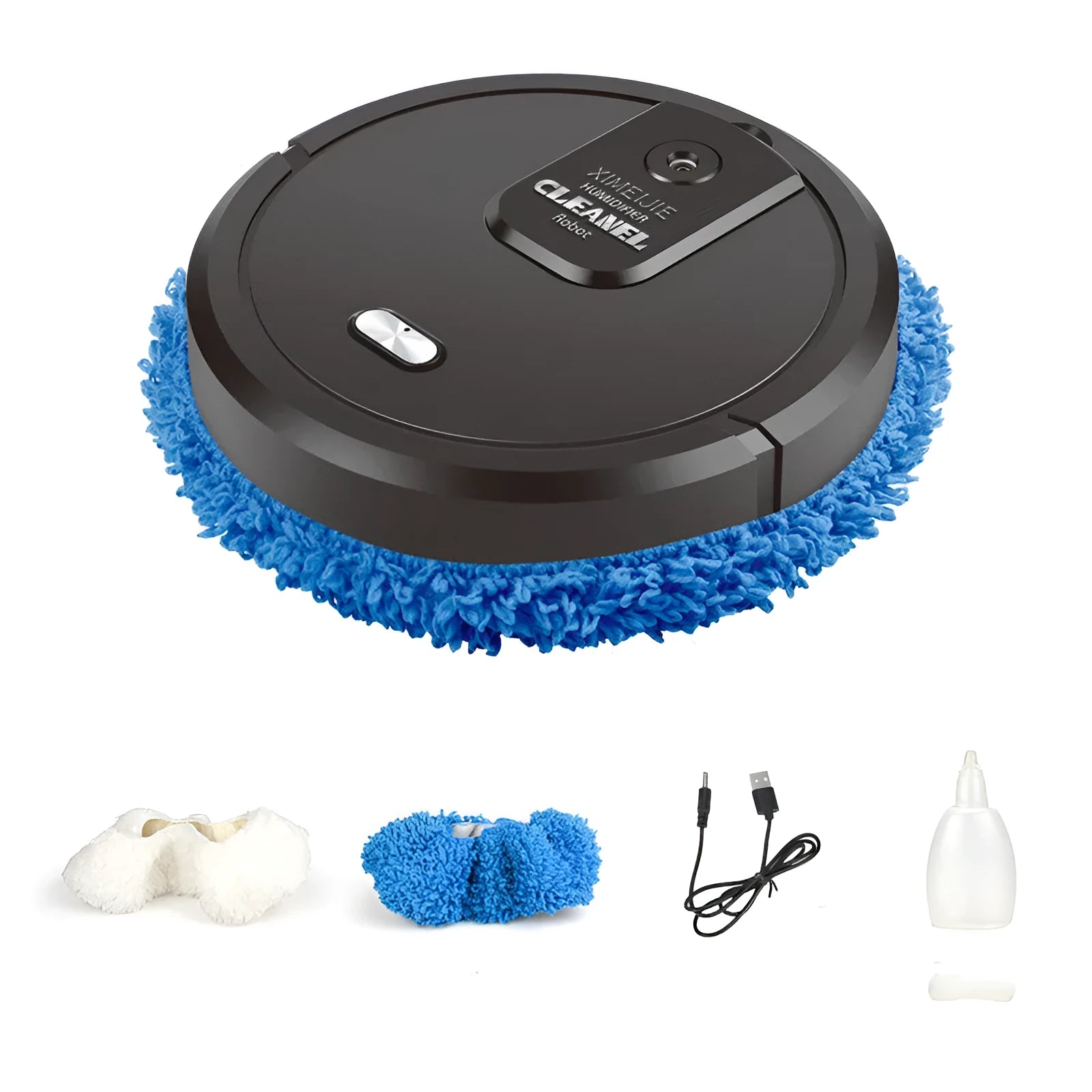 Automatic spray sweeping and mopping robot in selected colour on a home floor