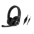 Wired gaming headset with 40mm driver and in-line microphone for PC computer in black
