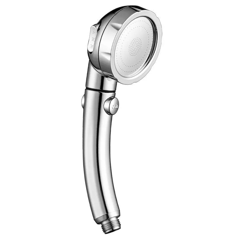Handheld shower head with universal 4-point interface in blue ABS plastic finish