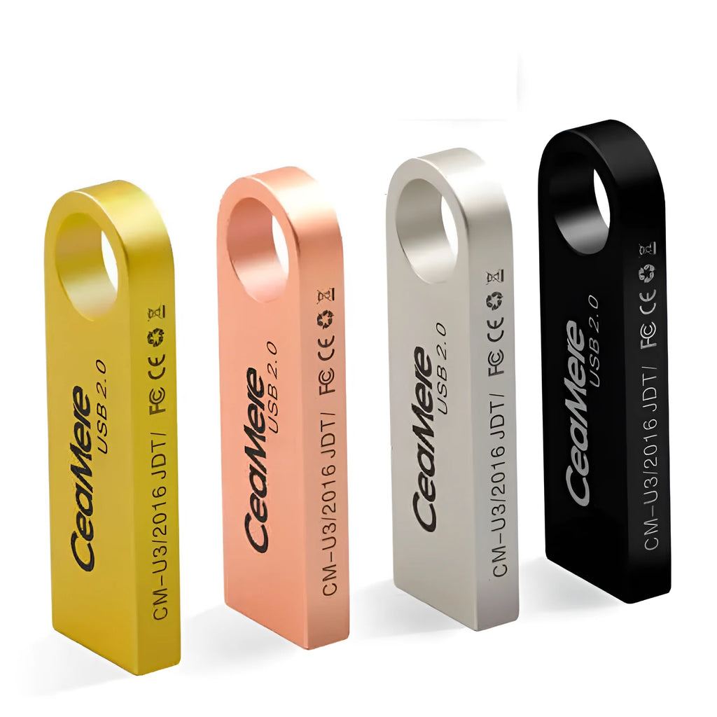 CeaMere metal USB 2.0 flash drive in silver with compact rectangular design