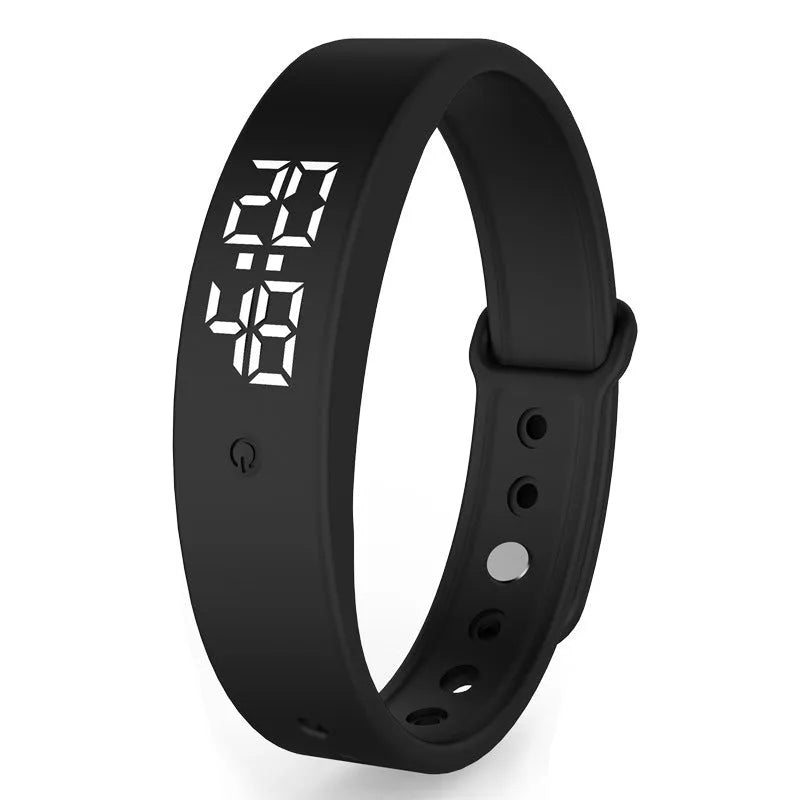 V9 smart bracelet with body temperature display, 0.91 inch touchscreen, TPU wristband in blue