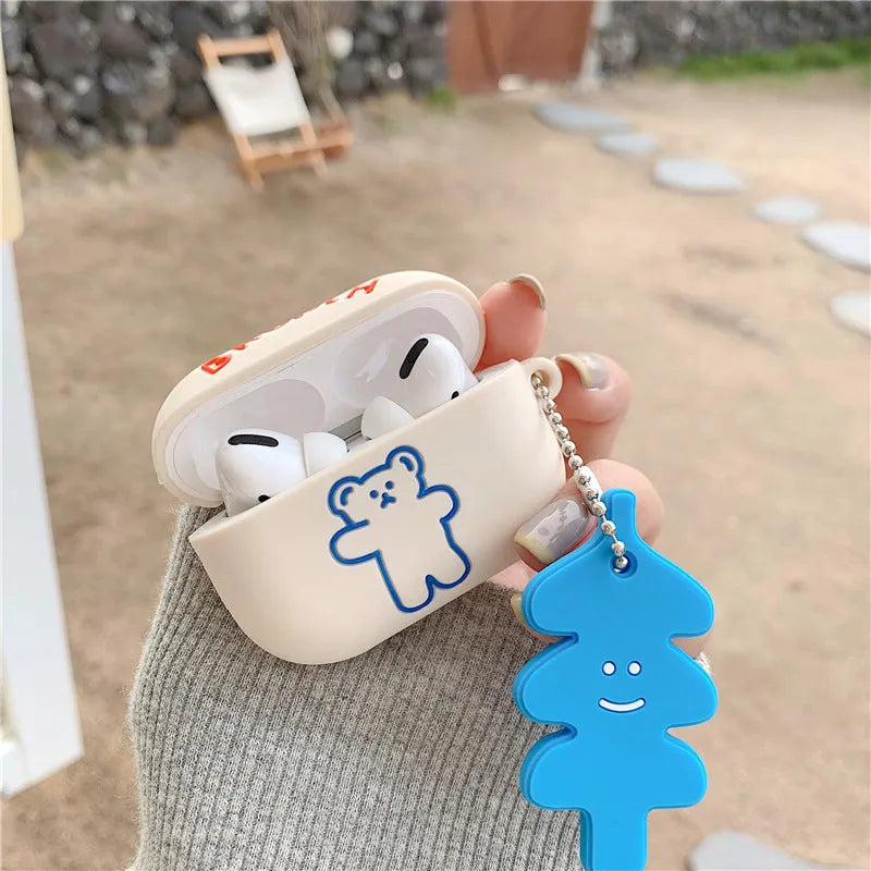 Silicone clamshell AirPods protective case in solid blue colour, compatible with AirPods 1 2 and Pro 3