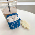 Silicone clamshell AirPods protective case in solid blue colour, compatible with AirPods 1 2 and Pro 3