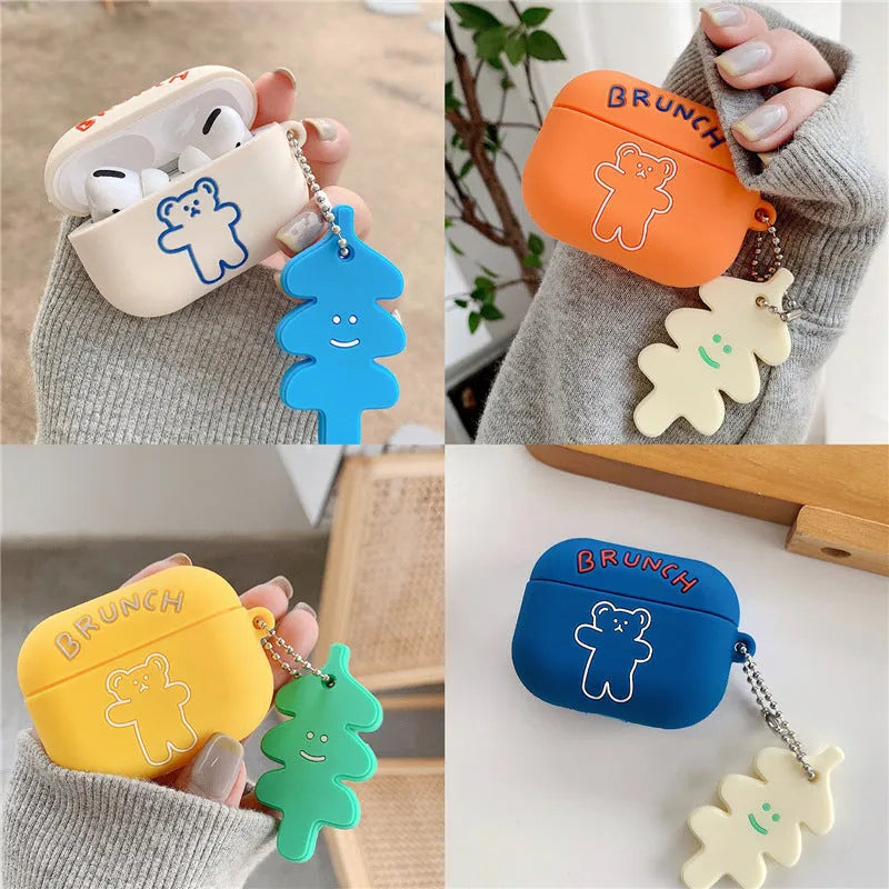 Silicone clamshell AirPods protective case in solid blue colour, compatible with AirPods 1 2 and Pro 3