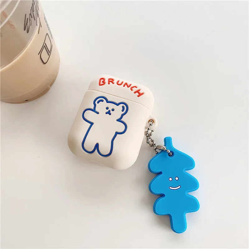 Silicone clamshell AirPods protective case in solid blue colour, compatible with AirPods 1 2 and Pro 3