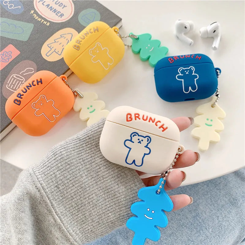Silicone clamshell AirPods protective case in solid blue colour, compatible with AirPods 1 2 and Pro 3
