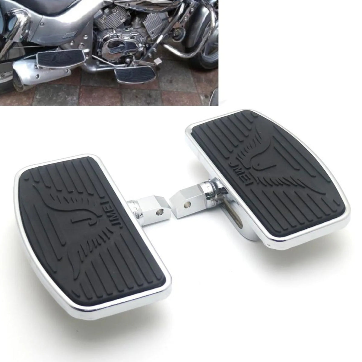 Black modified big motorcycle rest pedal for Harley FL00297 on plain background