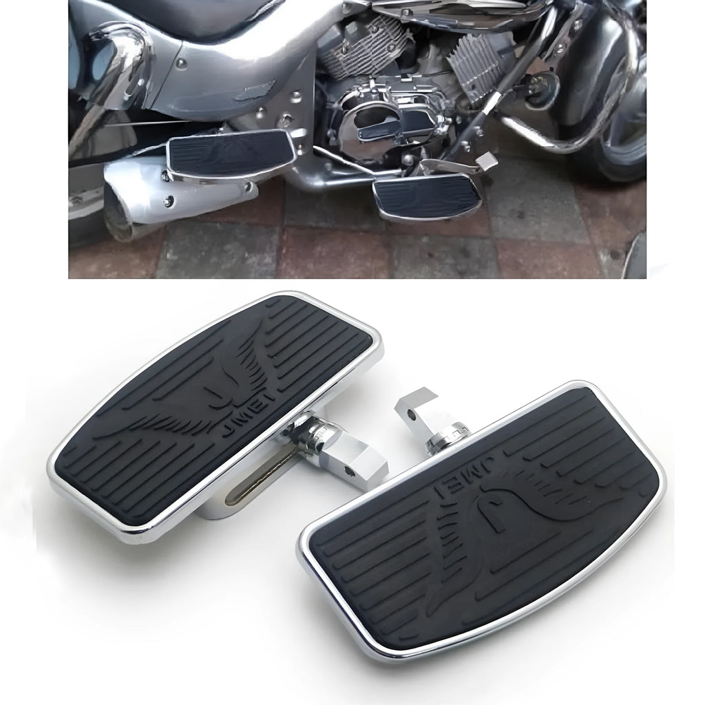 Black modified big motorcycle rest pedal for Harley FL00297 on plain background