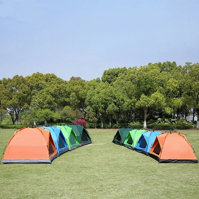 Automatic quick opening family camping tent for 3-4 people, waterproof, fibreglass poles, blue colour