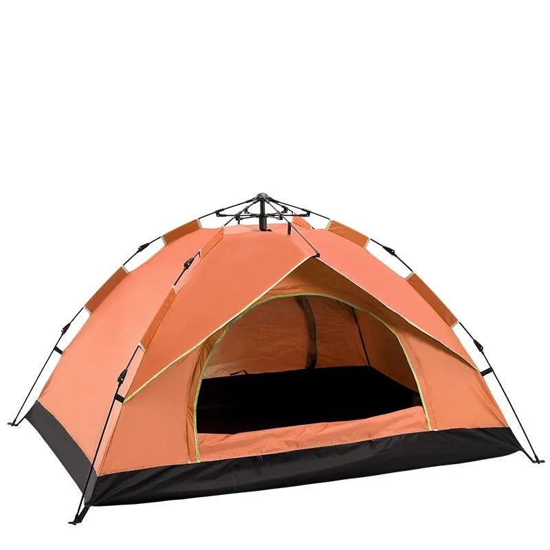 Automatic quick opening family camping tent for 3-4 people, waterproof, fibreglass poles, blue colour