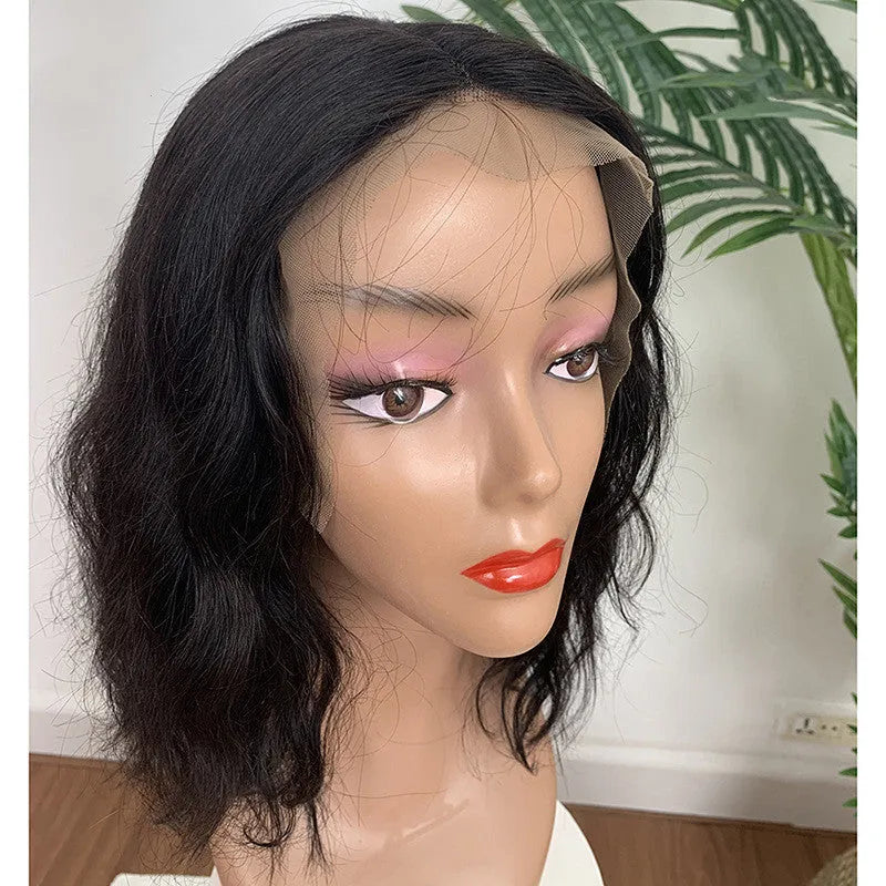 Front lace bob wig 12 inches real human hair short bob style with lace front for ladies