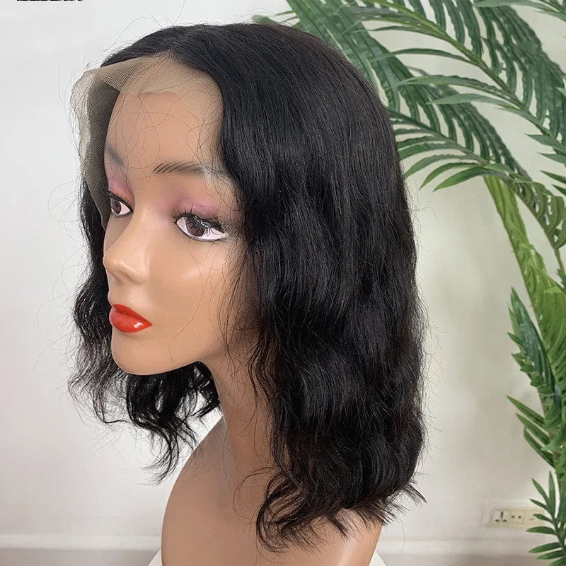Front lace bob wig 12 inches real human hair short bob style with lace front for ladies