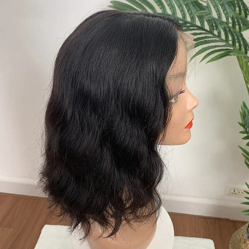 Front lace bob wig 12 inches real human hair short bob style with lace front for ladies