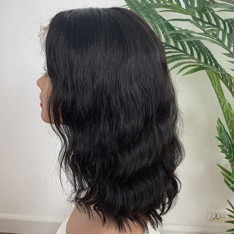 Front lace bob wig 12 inches real human hair short bob style with lace front for ladies