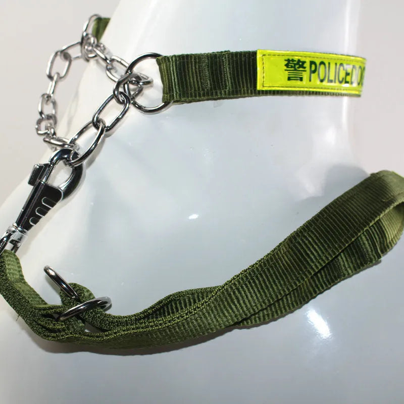 Black PP reflective dog training traction rope for large dogs on a plain background