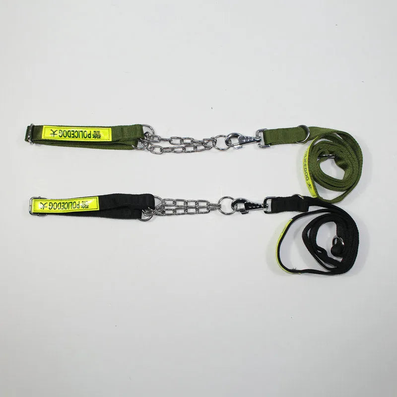 Black PP reflective dog training traction rope for large dogs on a plain background